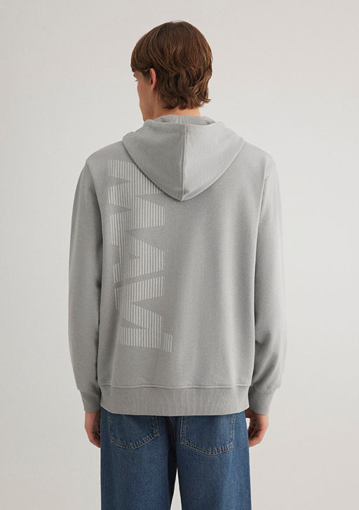 Mavi Logo Bask?l? Kapusonlu Gri Sweatshirt  фото 5