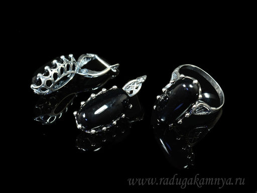 Кольцо Серьги с агатом размер 17