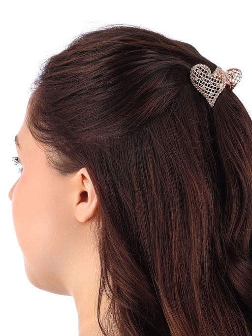 Цена за 6 шт. Крабик для волос «Элери», сердце, 4 см, золото