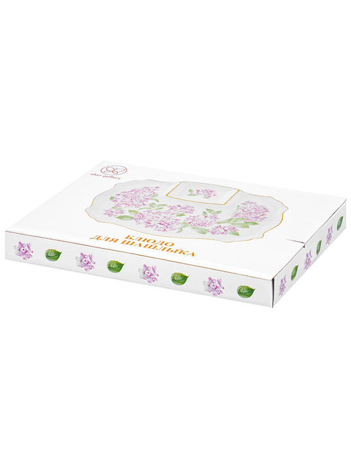Блюдо д/шашлыка 27*20,5*2,5 см "Сирень" с соусницей, фарфор NEW BONE CHINA
