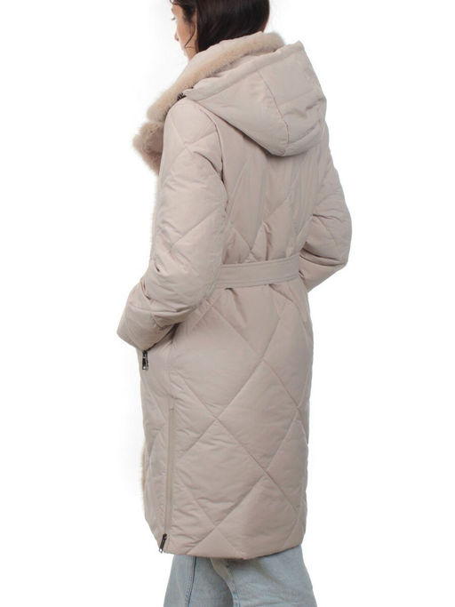 309 BEIGE Пальто зимнее стеганое женское (200 гр. холлофайбер, натуральная норка) - Fashion фото 8