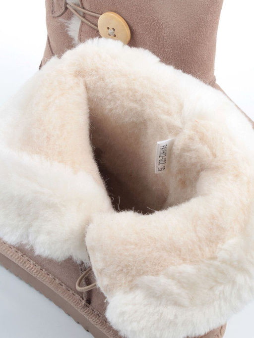 04-PAYH02-02Z BEIGE Угги женские (натуральная замша, 100% шерсть, натуральный мех)