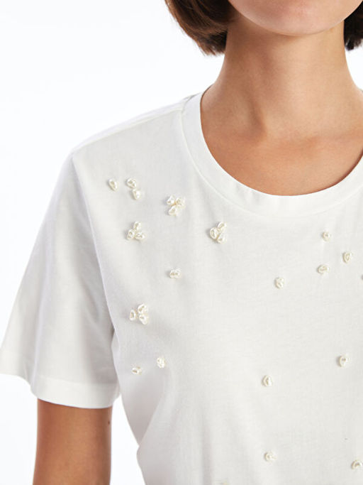 Bisiklet Yaka Parlak Ta?l? Kad?n Bluz