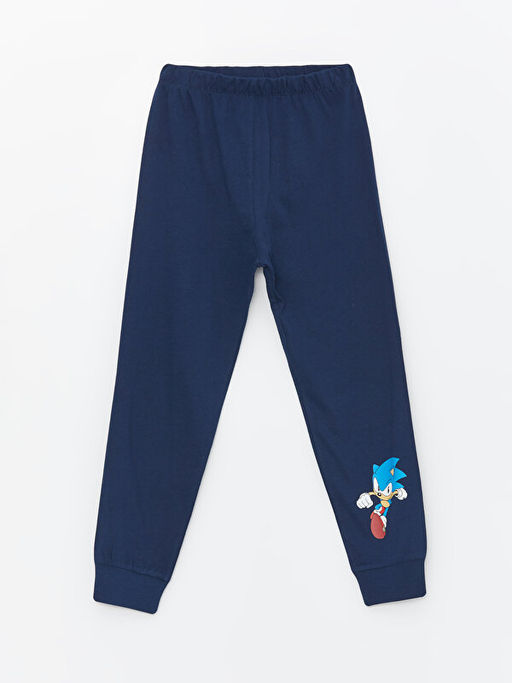 Bisiklet Yaka Sonic Bask?l? Uzun Kollu Erkek ?ocuk Pijama Tak?m? - Waikiki фото 3