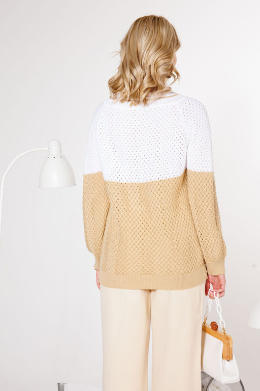 Джемпер KOKOdea 21-027 бело-бежевый  фото 8