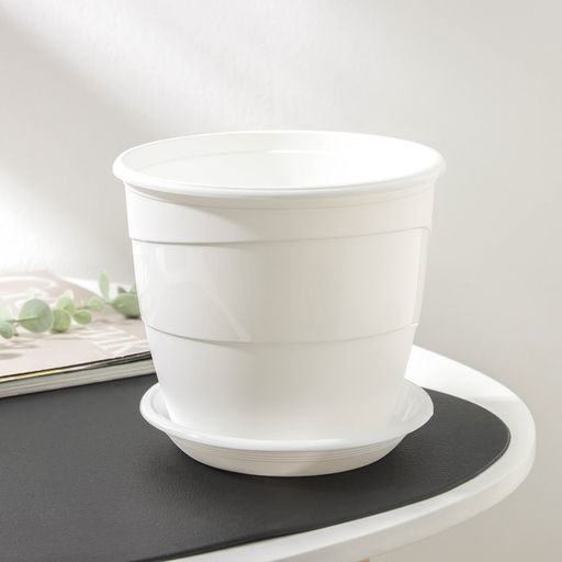 Цена за 2 шт. Горшок для цветов с поддоном «Венеция», 2 л, d=16 см, белый