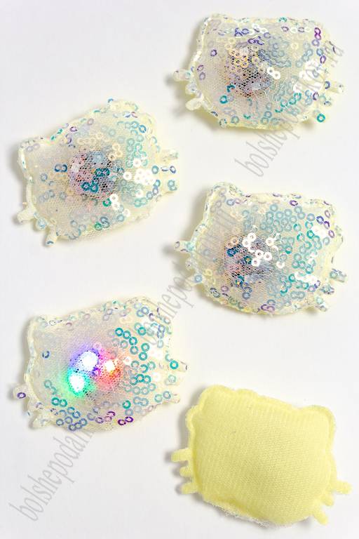 Патч с пайетками "Котёнок" 5*4,2 см (5 шт) SF-3165, лимонный УЦЕНКА