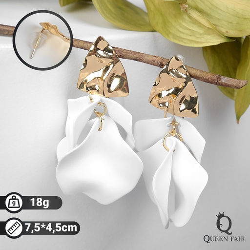 Серьги ассорти Ветер мятые треугольники, цвет бело-золотой