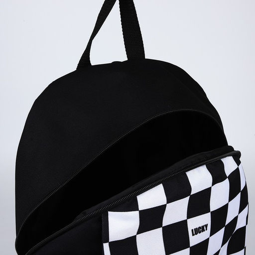 Рюкзак школьный текстильный Lucky, 46×30×10 см, вертикальный карман, чёрный