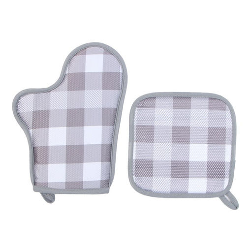 Кух. набор 2 пр. Этель Клетка прих. 20*20 см, вареж-прихв. 27*20 см,100% п/э  фото 2