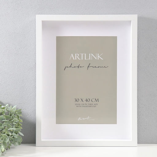 Фоторамка для фото 30×40 см Valerie, МДФ, с паспарту 21×30 см, белый, (пластиковый экран)