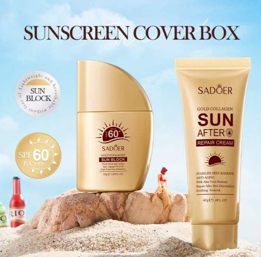 Набор, солнцезащитный крем для лица и тела и восстанавливающий крем после загара - Sadoer фото 4