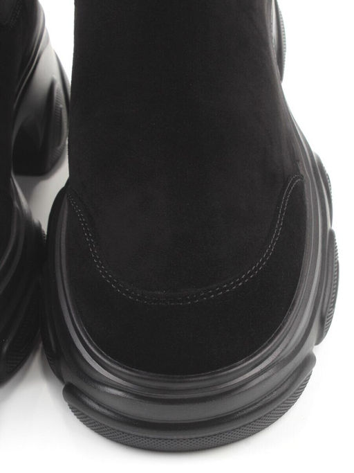 01-H23B-40B BLACK Ботинки демисезонные женские (натуральная замша, байка)