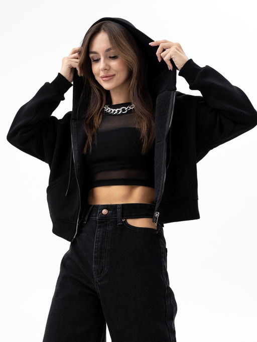 Толстовка укороченная футер 3х нитка с начесом. - Binita фото 3