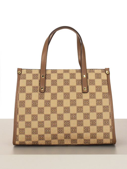 LАСCOMA сумка АС587-шахматы-бежевый-коричневый эко кожа-канва