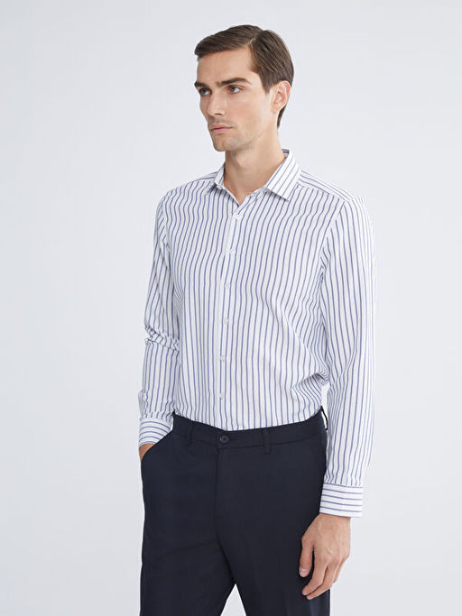 Slim Fit Uzun Kollu ?izgili Erkek G?mlek