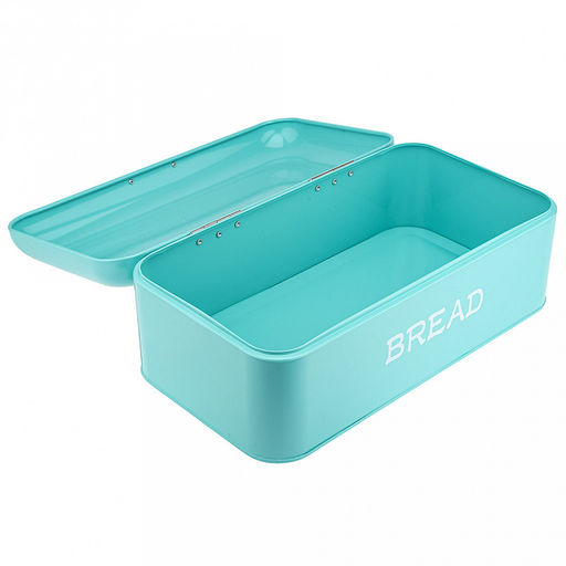 Хлебница сталь, глянцевая эмаль 42х22,5см h16см, s0,4мм, откидная крышка, цвет - бирюзовый, в индивидуальной коробке (Китай) - Домашняя мода фото 2