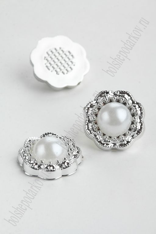 Кабошоны флоризель пластик 18 мм (30 шт) SF-2682, серебро