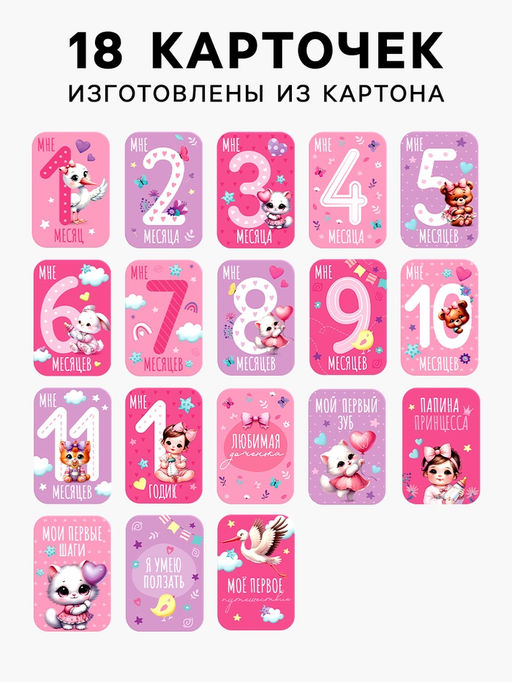 Карточки для фотосессии малышки, набор 18 шт., 8×12 см