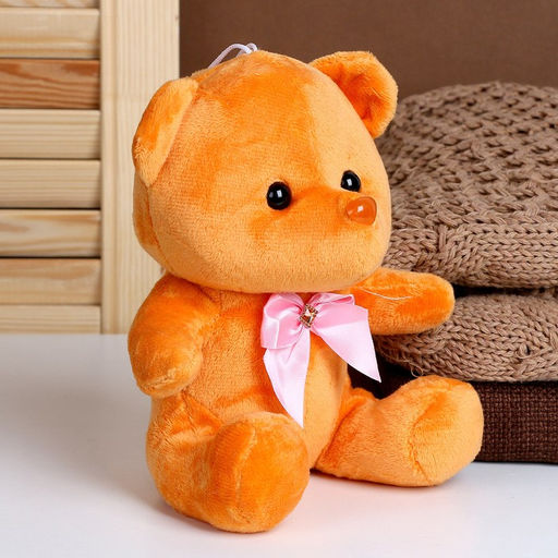 Мягкая игрушка «Мишка», с бантиком, 20 см, с присоской, коричневый