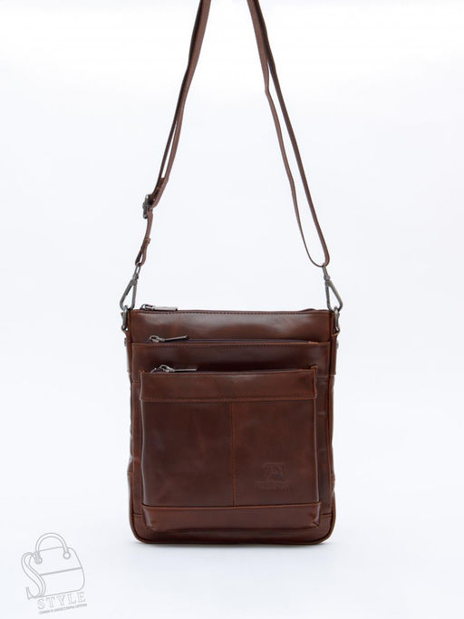 Сумка мужская кожаная 1022-2 brown Fuzhiniao  в Новосибирске