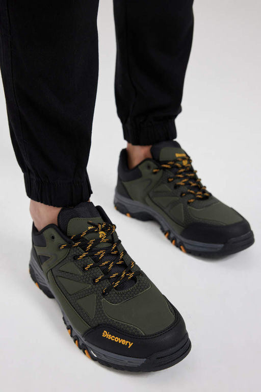 Мужские трекинговые туфли из искусственной кожи с зубчатой подошвой и шнуровкой Discovery Channel - Defacto фото 2