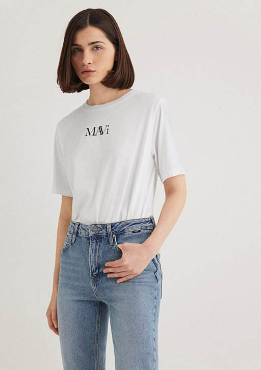 Mavi Logo Bask?l? Beyaz Tisort  фото 2