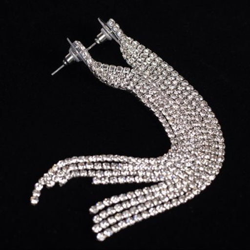 Серьги длинные со стразами 11,5 см / 181-6284 /уп 24/серебро - Галеонтрейд фото 3