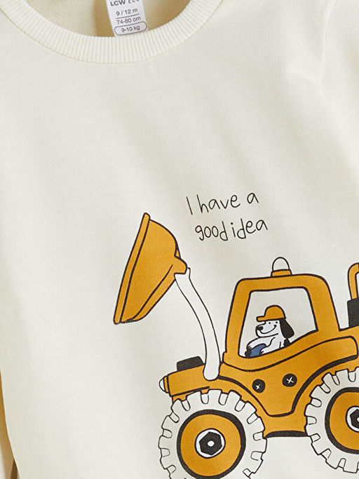 Bask?l? Erkek Bebek Sweatshirt ve E?ofman Alt 2li