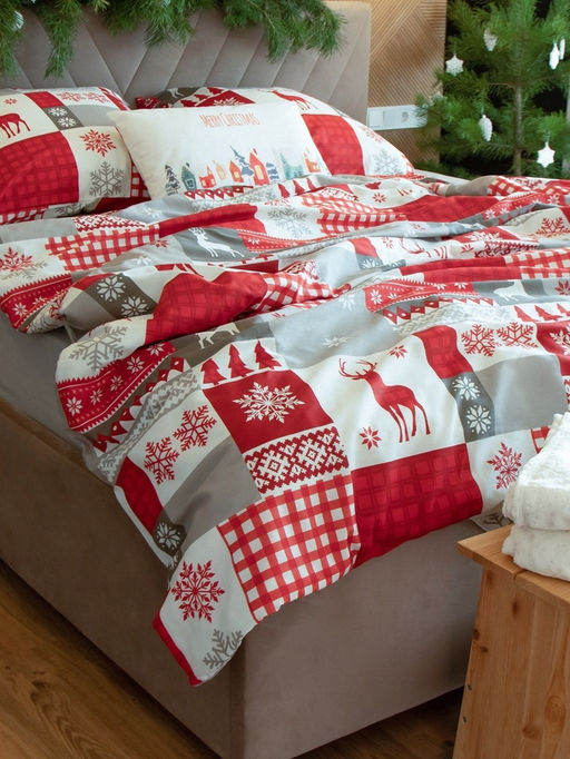 Постельное бельё евро «Этель» New Year's patchwork, бязь