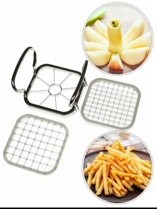 Овощерезка ручная с насадками металлическая 3 в 1, яблокорезка с ручками, multi-chopper металлический со сменными насадками, фрукторезка - Family фото 3