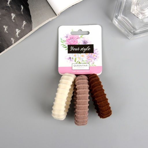 Цена за 5 шт. Резинки для волос «Махрушка спорт», набор 3 шт., нежность стиль, 5 см