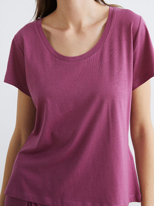 U Yaka Modal Kar???ml? Kad?n Pijama Tak?m?