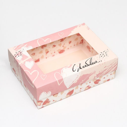 Цена за 5 шт. Коробка складная, с окном С любовью 21 х 15 х 7 см - UPAK LAND фото 3