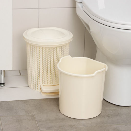 Ведро для мусора с педалью, 6 л, айвори