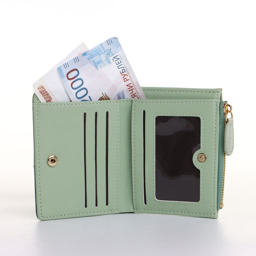 Кошелёк женский на кнопке, 11.5×2×9 см, комбинированный, зелёный
