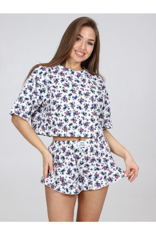 Пижама женская П-124.13 Цветы синий - Хороший трикотаж фото 6