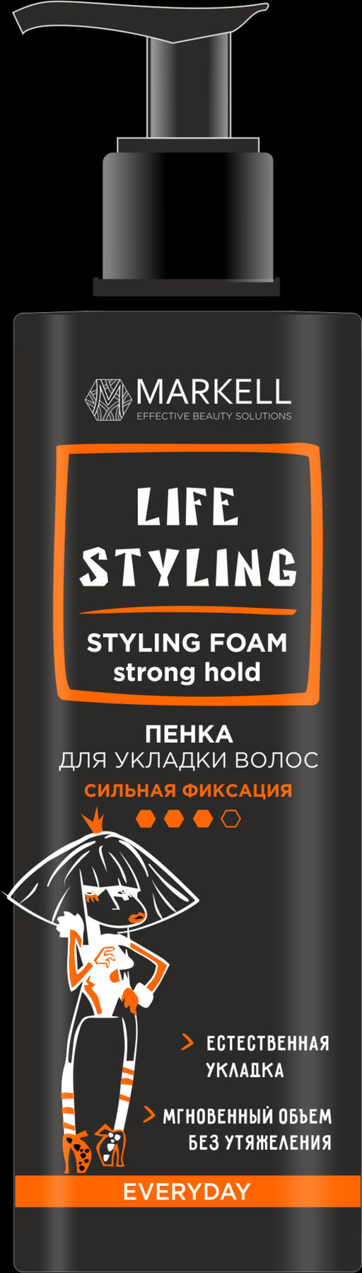 Markell LIFESTYLING Пенка для укладки волос СИЛЬНАЯ ФИКСАЦИЯ 195мл