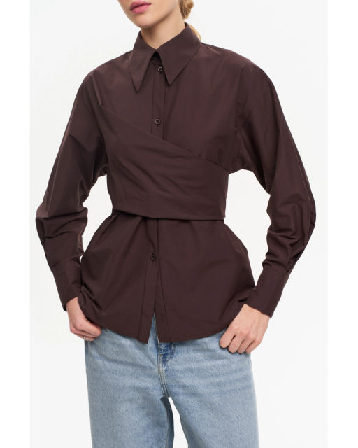Рубашка THE VERY 2436 горький шоколад  фото 9