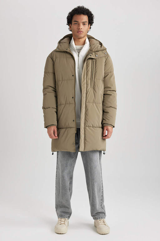 Парка-пуховик на подкладке из искусственного меха с капюшоном - Defacto фото 5