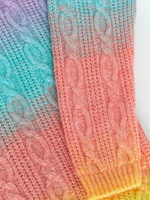 Bisiklet Yaka Renk Bloklu Uzun Kollu K?z ?ocuk Triko Kazak - Waikiki фото 3