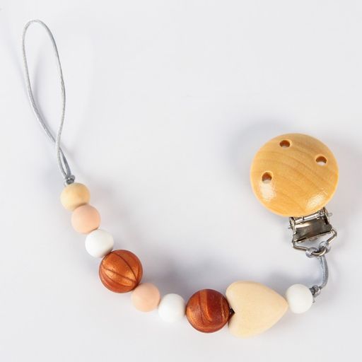 Держатель для соски - пустышки силиконовый Baby of nature, цвет бежевый/коричневый - Крошка я фото 3