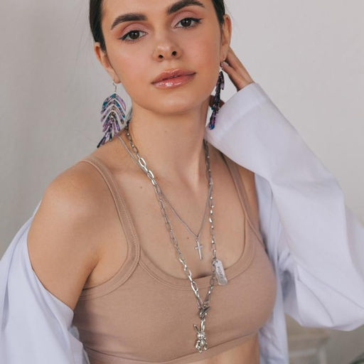 Кулон Цепь кролик и крестик, цвет серебро, L=56 - Queen fair фото 2