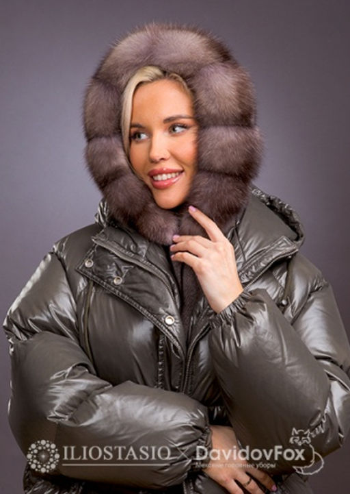 Капор кашемир коричневый соболь лавендер