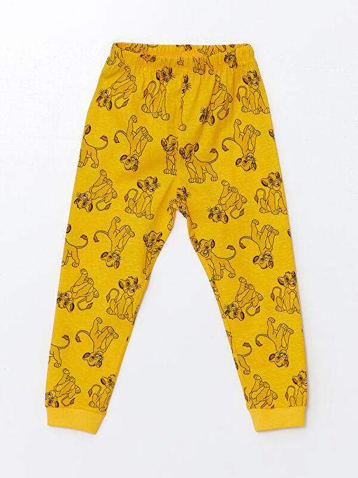 Bisiklet Yaka Uzun Kollu Aslan Kral Bask?l? Erkek Bebek Pijama Tak?m? - Waikiki фото 3