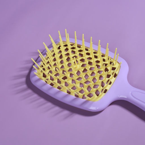 Расчёска массажная, широкая, вентилируемая, 8.5×20.5 см, сиреневая, жёлтая