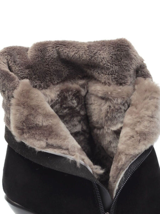 02-E29W-11B BLACK Сапоги зимние женские (натуральная замша, натуральный мех (еврозима))