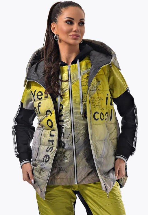 Толстовка из футера комбинированного с принтованной плащевой тканью - А+б коллекция фото 55