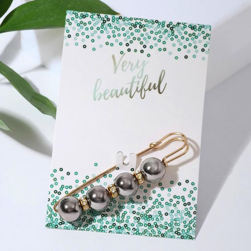 Булавка «Квартет» шар №14, 8 см, цвет глянцевый серый в золоте