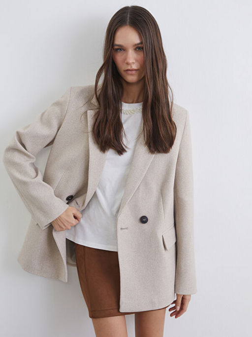 Kruvaze Yaka Kad?n Ka?e Blazer Ceket